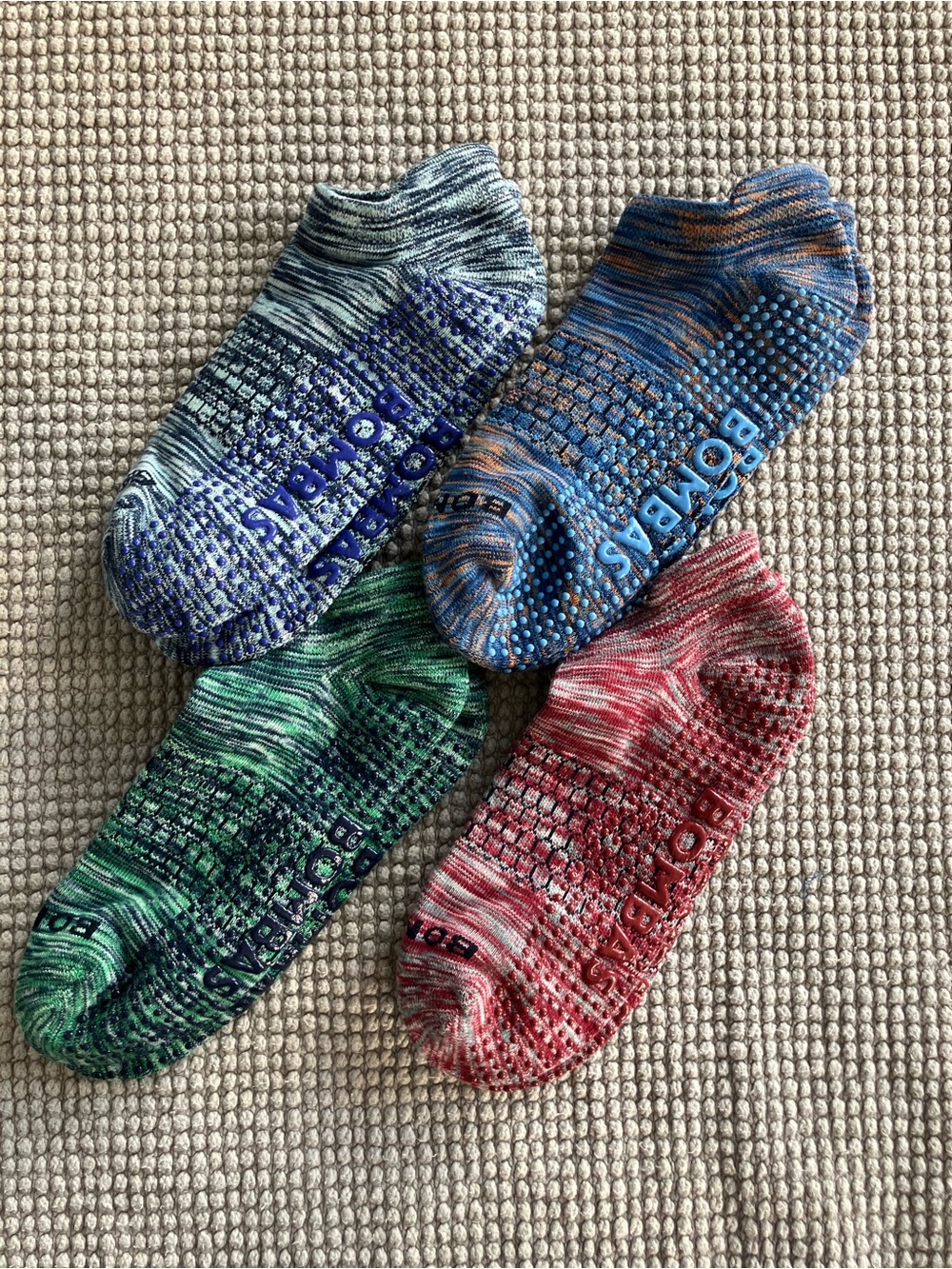 Bombas Men's No-Show Gripper Socks - Blue, Orange, Green, Red Mix